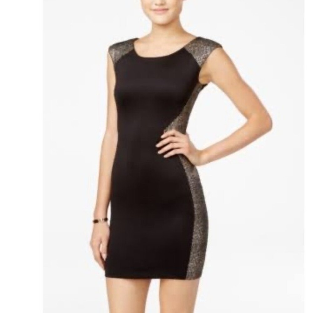 Coctail Dress IZ BYER Party Scuba Women's Black & Gold Glitter Dress Size 13